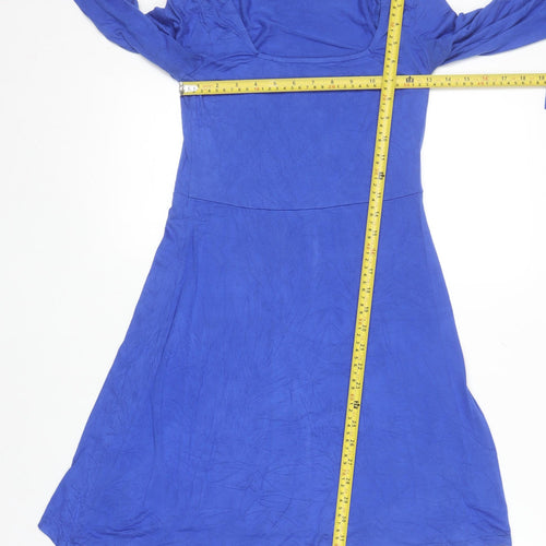 New Look Women’s Blue Fit & Flare Long Sleeve Stretch Dress Size 8