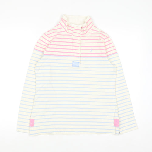 Joules Women Cream Pink Blue Striped Pullover Sweatshirt UK 12