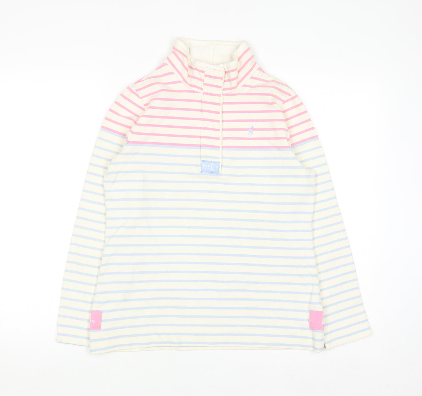 Joules Women Cream Pink Blue Striped Pullover Sweatshirt UK 12
