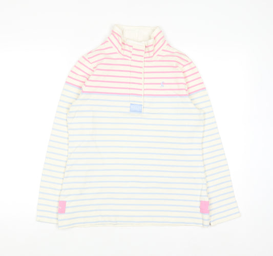 Joules Women Cream Pink Blue Striped Pullover Sweatshirt UK 12