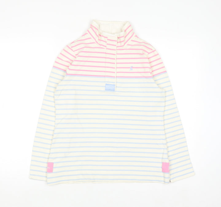 Joules Women Cream Pink Blue Striped Pullover Sweatshirt UK 12