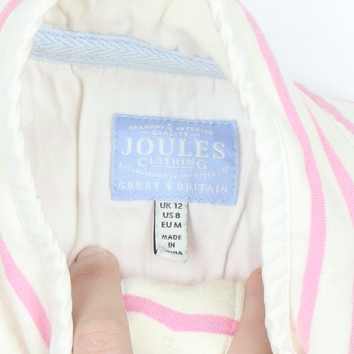 Joules Women Cream Pink Blue Striped Pullover Sweatshirt UK 12