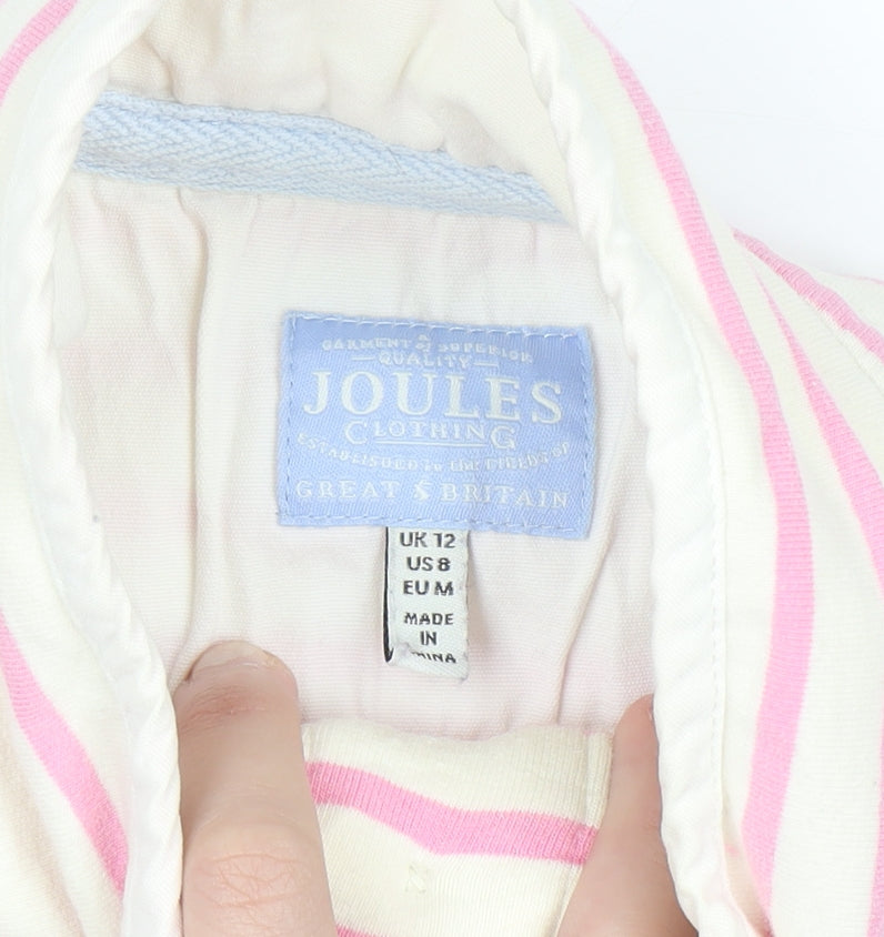 Joules Women Cream Pink Blue Striped Pullover Sweatshirt UK 12