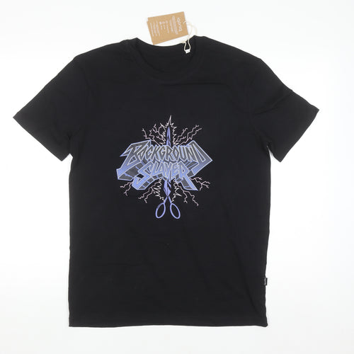 Iqoniq Men's Black 'Background Slayer' Graphic Cotton T-Shirt Size S