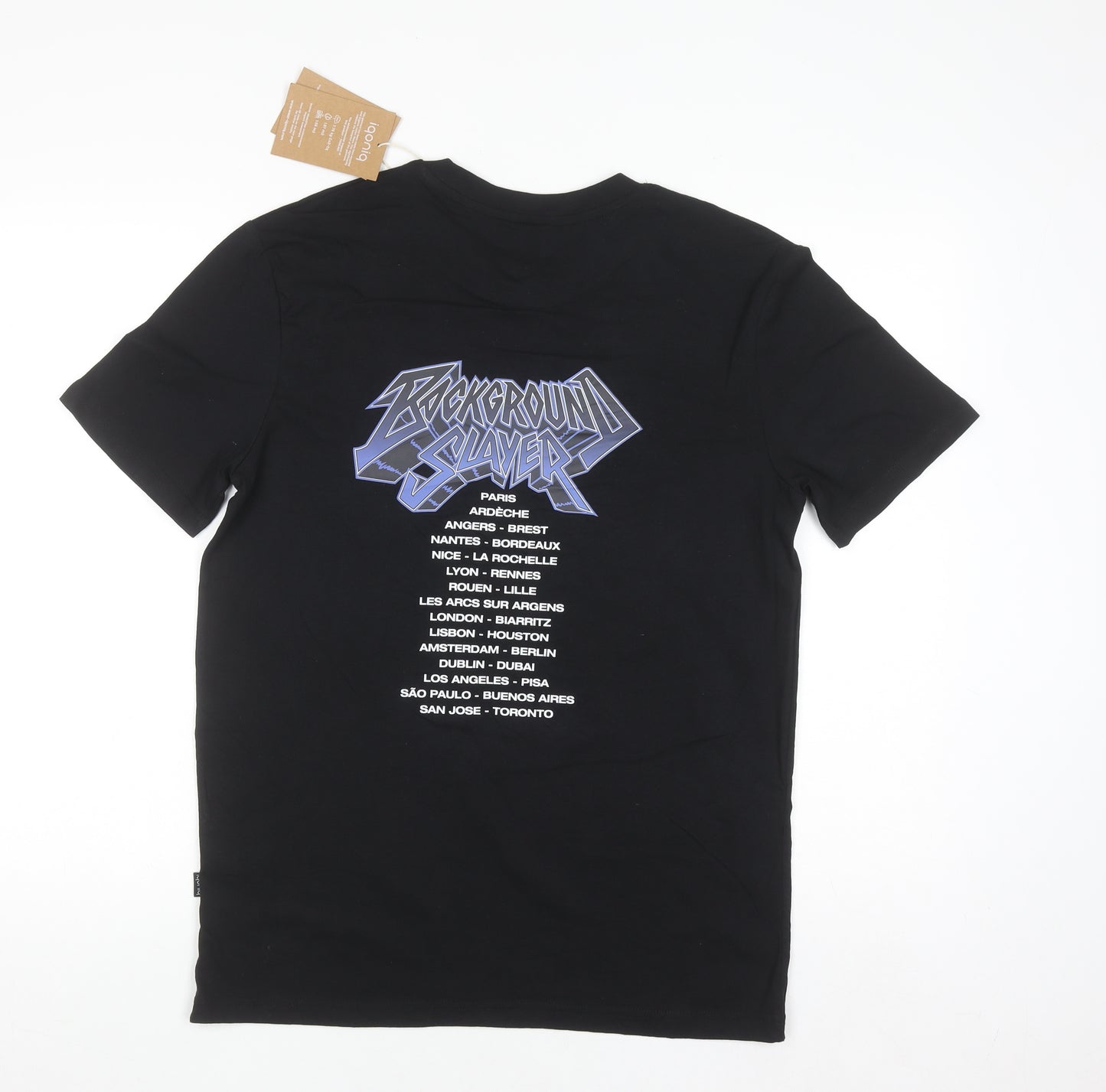 Iqoniq Men's Black 'Background Slayer' Graphic Cotton T-Shirt Size S