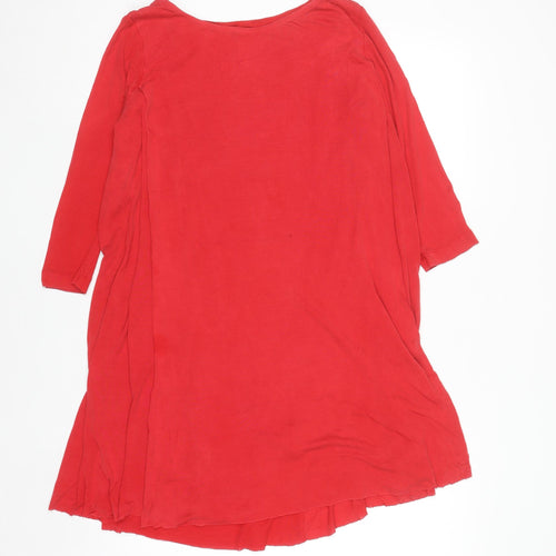 COS Women's Red Shift Dress S 3/4 Sleeve Boat Neck Casual Lightweight