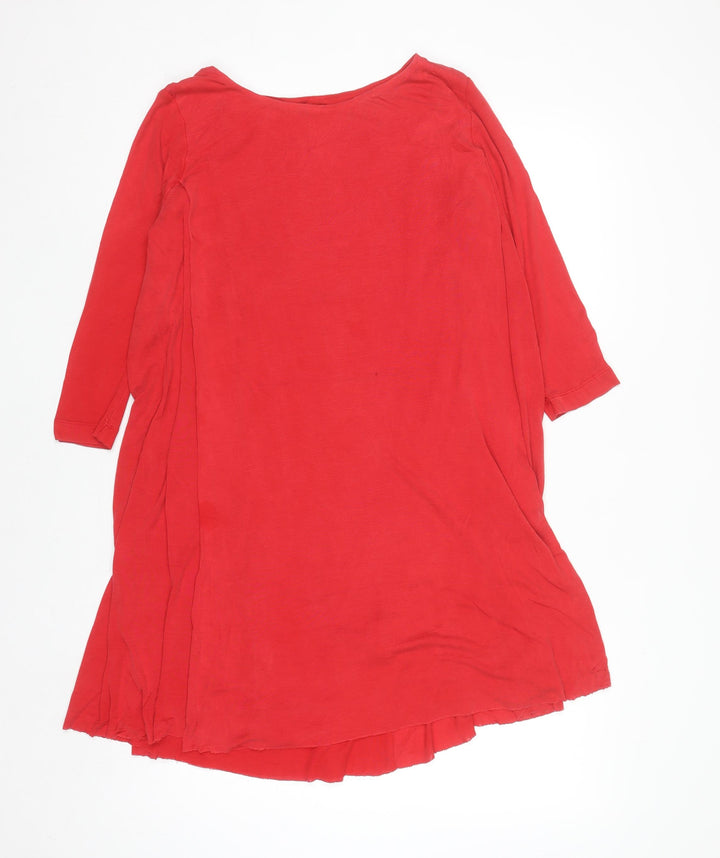 COS Women's Red Shift Dress S 3/4 Sleeve Boat Neck Casual Lightweight