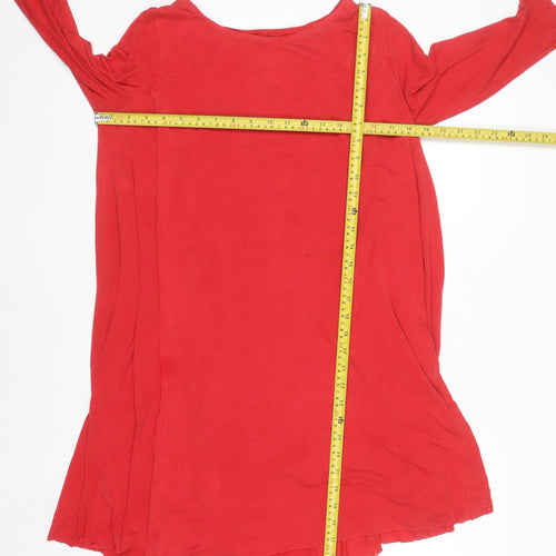 COS Women's Red Shift Dress S 3/4 Sleeve Boat Neck Casual Lightweight