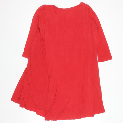 COS Women's Red Shift Dress S 3/4 Sleeve Boat Neck Casual Lightweight