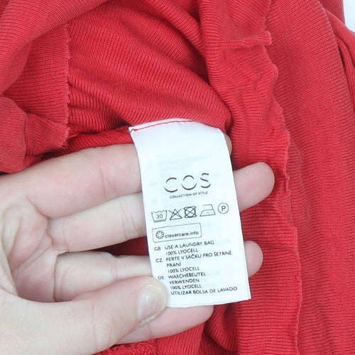 COS Women's Red Shift Dress S 3/4 Sleeve Boat Neck Casual Lightweight