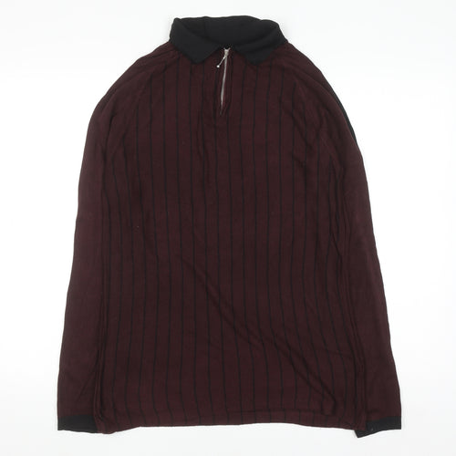 River Island Women Brown Collared Zip Long Sleeve Top S