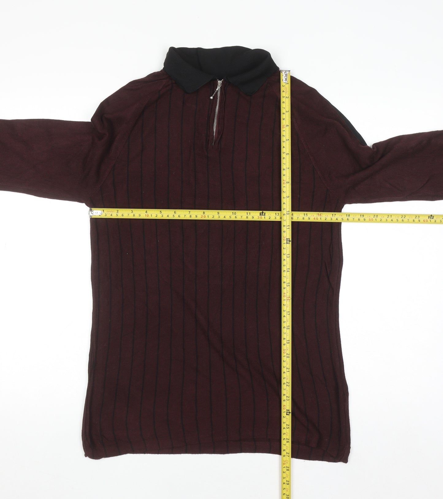 River Island Women Brown Collared Zip Long Sleeve Top S