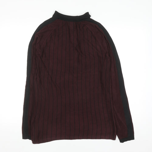 River Island Women Brown Collared Zip Long Sleeve Top S