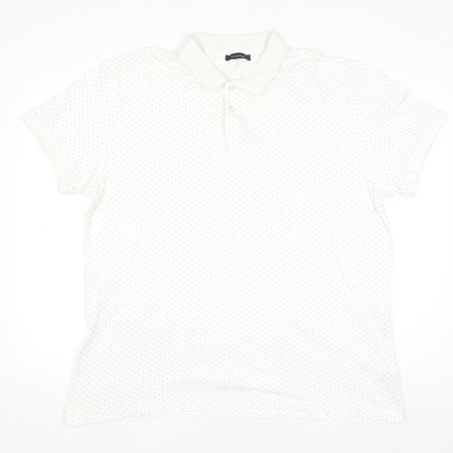 LC Waikiki Men's White 2XL Polka Dot Cotton Polo Shirt