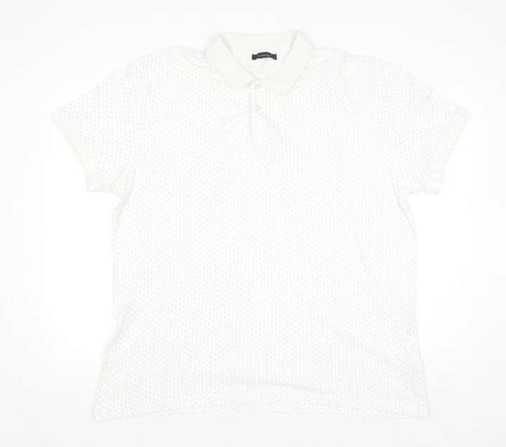 LC Waikiki Men's White 2XL Polka Dot Cotton Polo Shirt