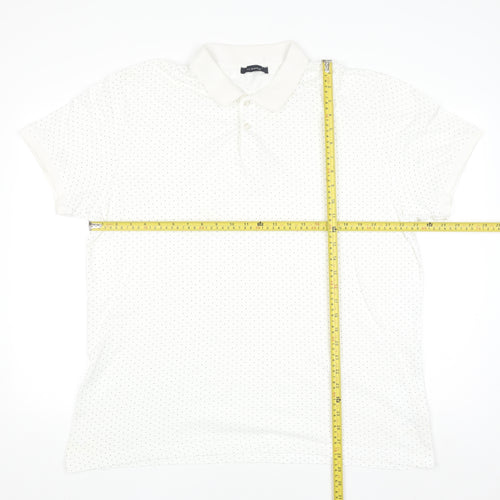 LC Waikiki Men's White 2XL Polka Dot Cotton Polo Shirt
