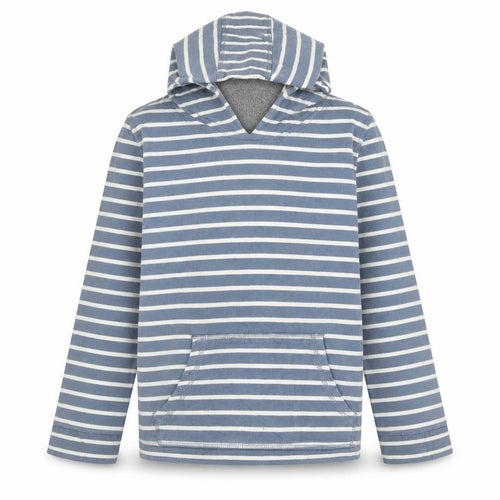 John Lewis Boys Blue Striped Cotton Pullover Hoodie Size 10 Years