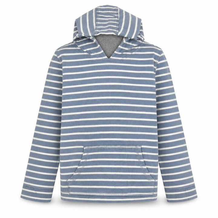 John Lewis Boys Blue Striped Cotton Pullover Hoodie Size 10 Years