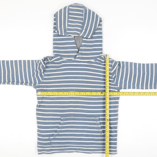 John Lewis Boys Blue Striped Cotton Pullover Hoodie Size 10 Years