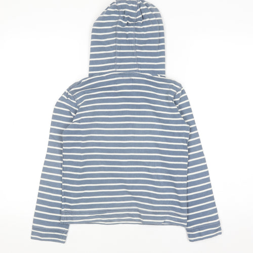 John Lewis Boys Blue Striped Cotton Pullover Hoodie Size 10 Years