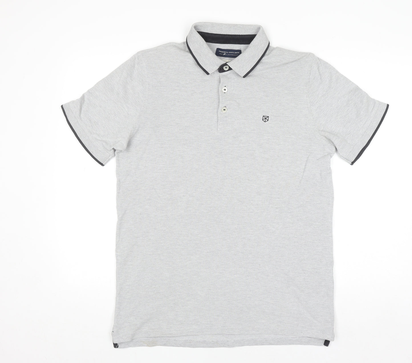Jack & Jones Premium Men's Grey Cotton Polo Shirt Size L