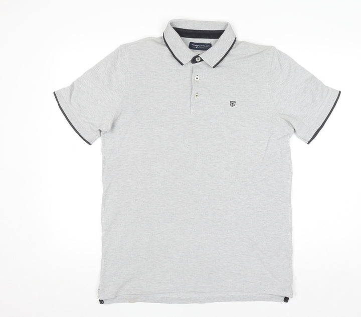 Jack & Jones Premium Men's Grey Cotton Polo Shirt Size L