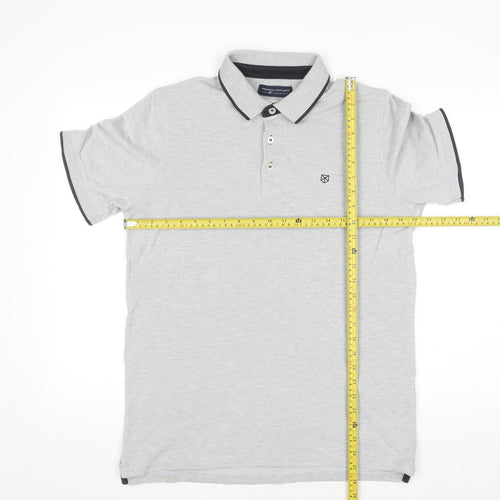 Jack & Jones Premium Men's Grey Cotton Polo Shirt Size L