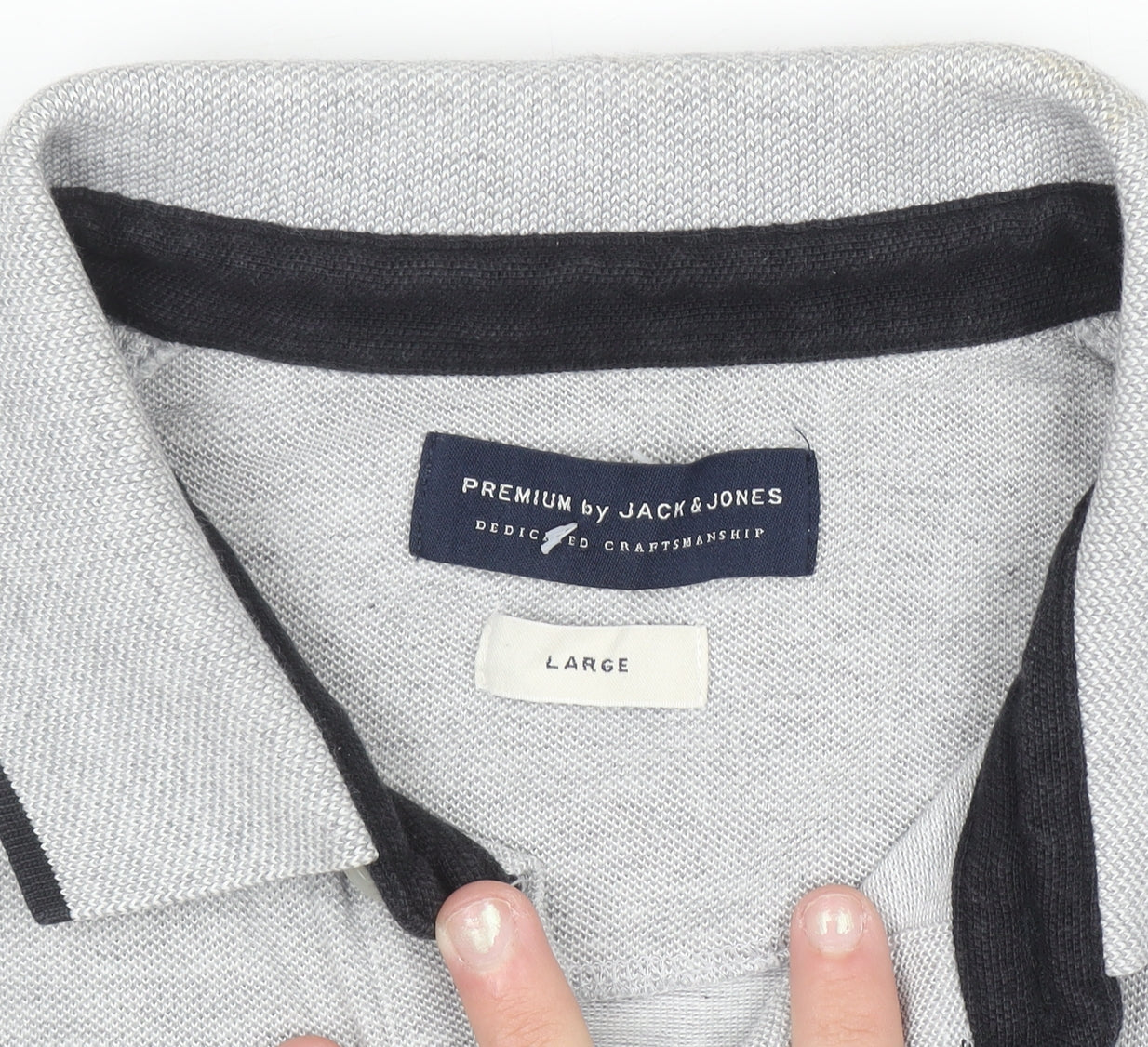 Jack & Jones Premium Men's Grey Cotton Polo Shirt Size L