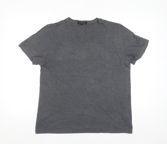 Jaeger Men's Grey Cotton Crew Neck Short Sleeve T-Shirt Size L