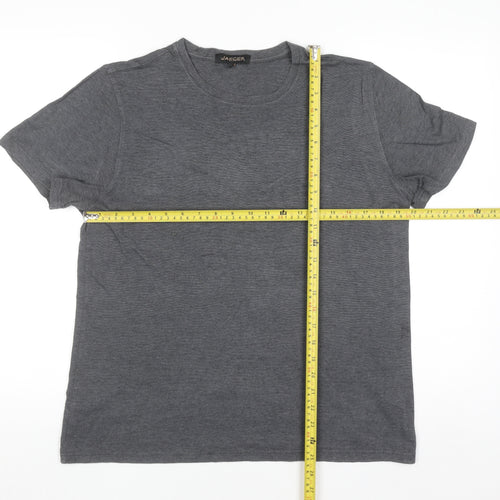 Jaeger Men's Grey Cotton Crew Neck Short Sleeve T-Shirt Size L