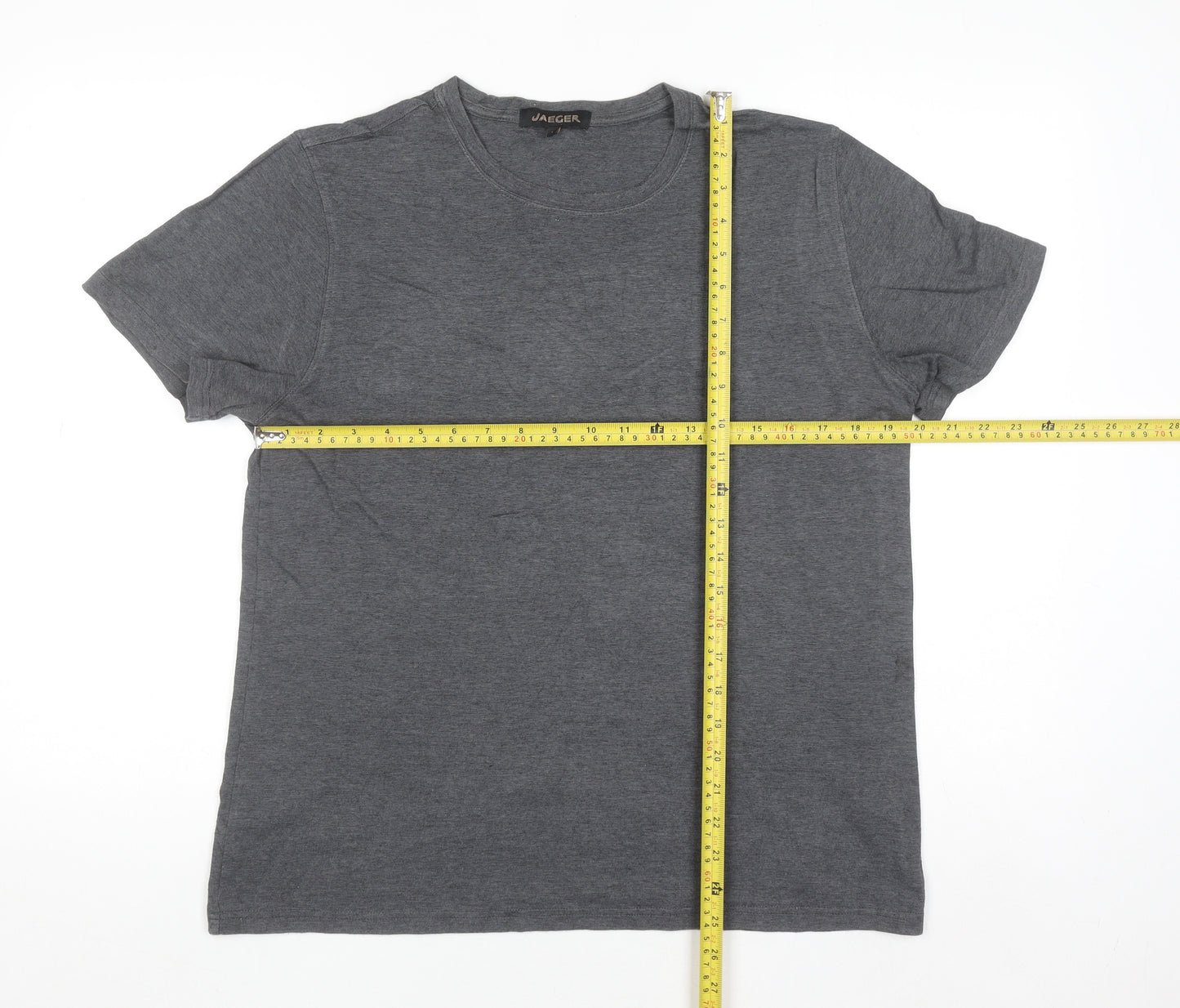 Jaeger Men's Grey Cotton Crew Neck Short Sleeve T-Shirt Size L