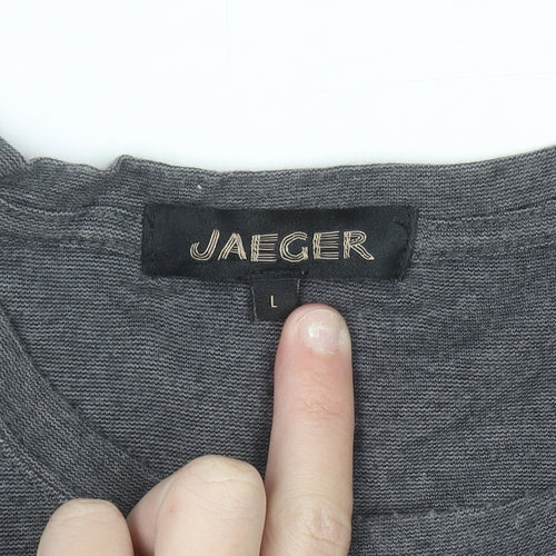 Jaeger Men's Grey Cotton Crew Neck Short Sleeve T-Shirt Size L