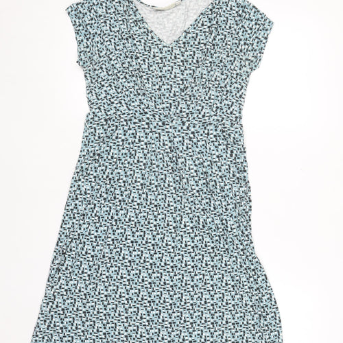JoJo Maman Bébé Women Blue Geometric Wrap Dress Size S