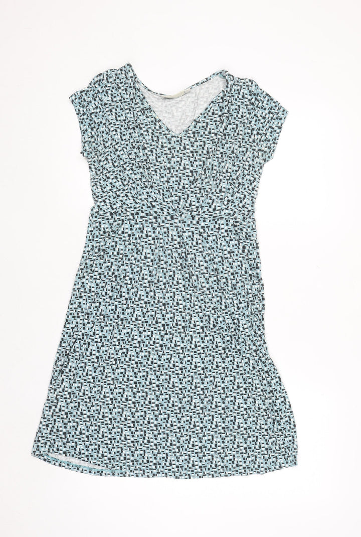 JoJo Maman Bébé Women Blue Geometric Wrap Dress Size S