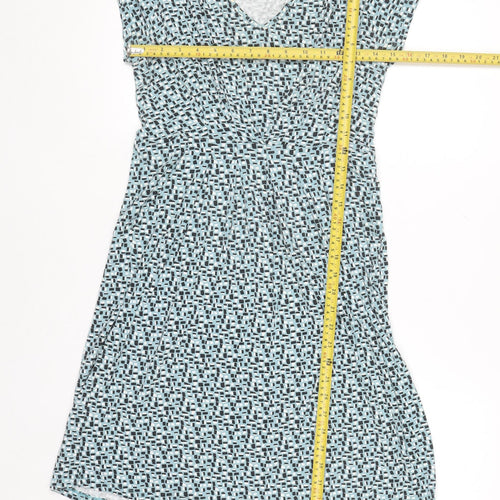 JoJo Maman Bébé Women Blue Geometric Wrap Dress Size S