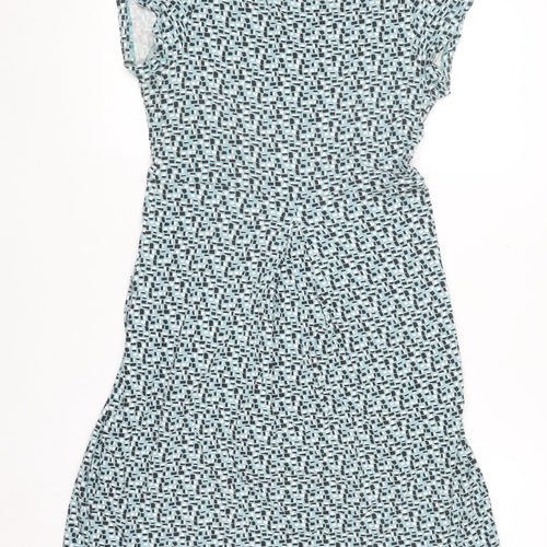 JoJo Maman Bébé Women Blue Geometric Wrap Dress Size S