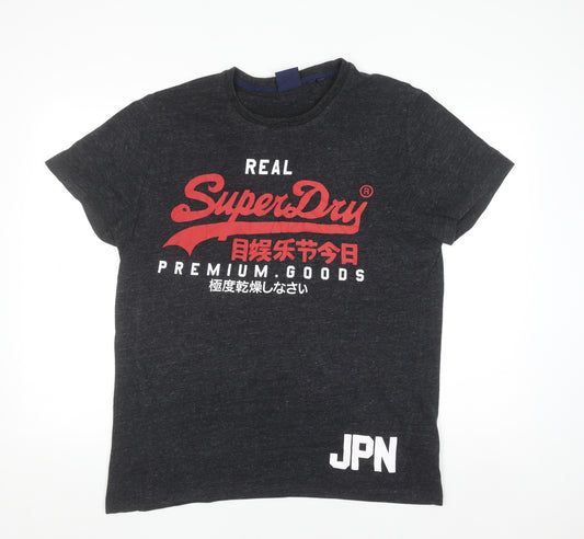 Superdry Men's Charcoal Graphic Print Crew Neck T-Shirt 2XL