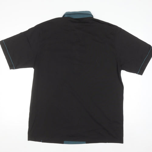 Gabicci Mens Black Retro Colourblock Short Sleeve Polo Shirt L