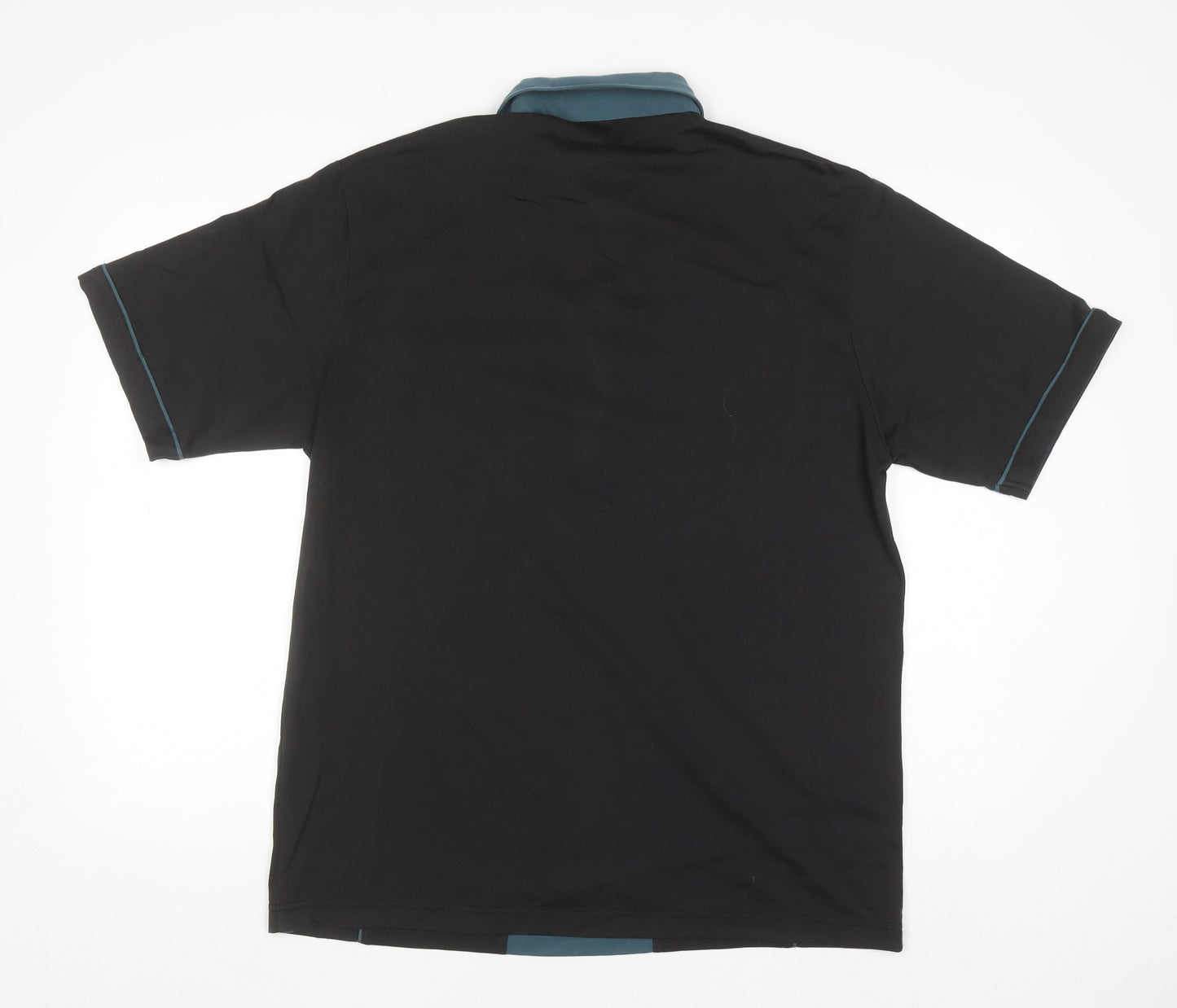 Gabicci Mens Black Retro Colourblock Short Sleeve Polo Shirt L