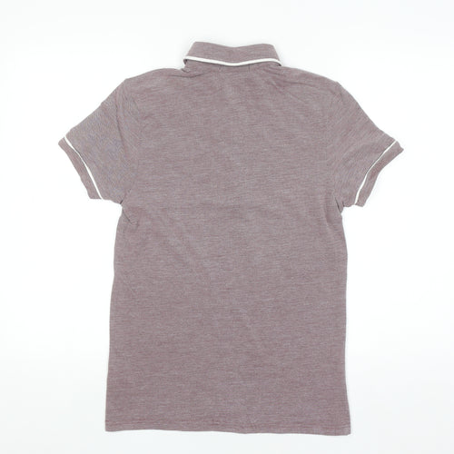 Topman Men’s Brown Short Sleeve Polo Shirt Size S Collared Cotton Blend