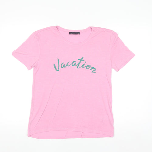 Marks and Spencer Women’s Pink Glitter Vacation T-Shirt Size 6