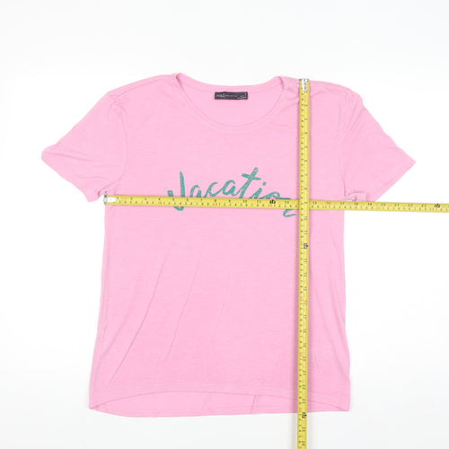 Marks and Spencer Women’s Pink Glitter Vacation T-Shirt Size 6