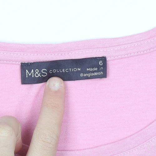 Marks and Spencer Women’s Pink Glitter Vacation T-Shirt Size 6