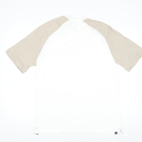 Decathlon Men’s White Beige Colourblock Crew Neck Cotton T-Shirt M