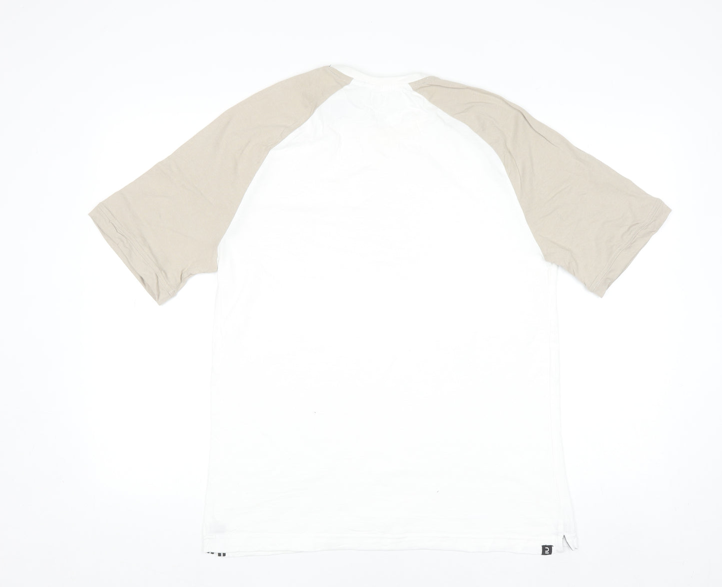 Decathlon Men’s White Beige Colourblock Crew Neck Cotton T-Shirt M