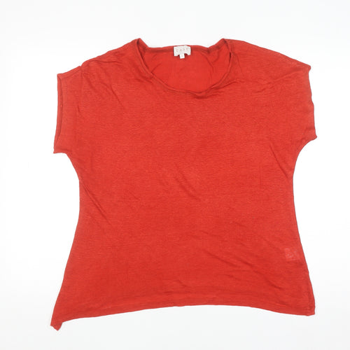 EAST Women's Red Linen Short Sleeve Basic T-Shirt Size 12
