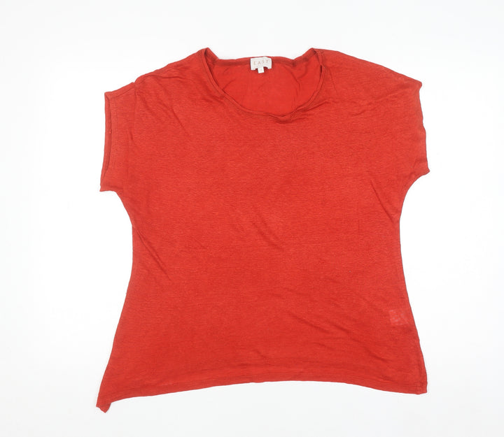 EAST Women's Red Linen Short Sleeve Basic T-Shirt Size 12