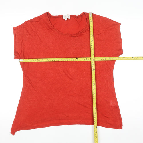 EAST Women's Red Linen Short Sleeve Basic T-Shirt Size 12