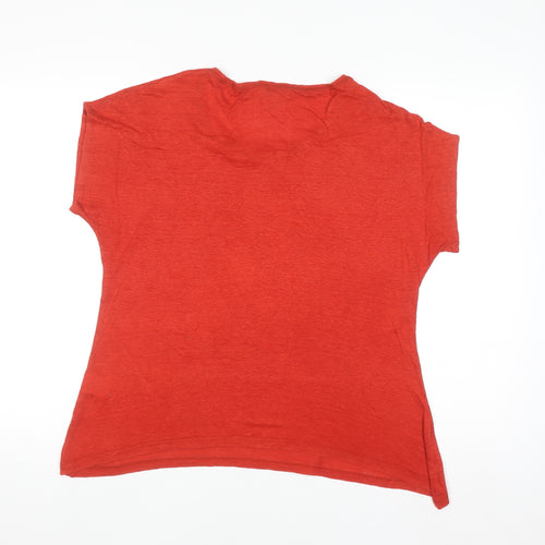 EAST Women's Red Linen Short Sleeve Basic T-Shirt Size 12
