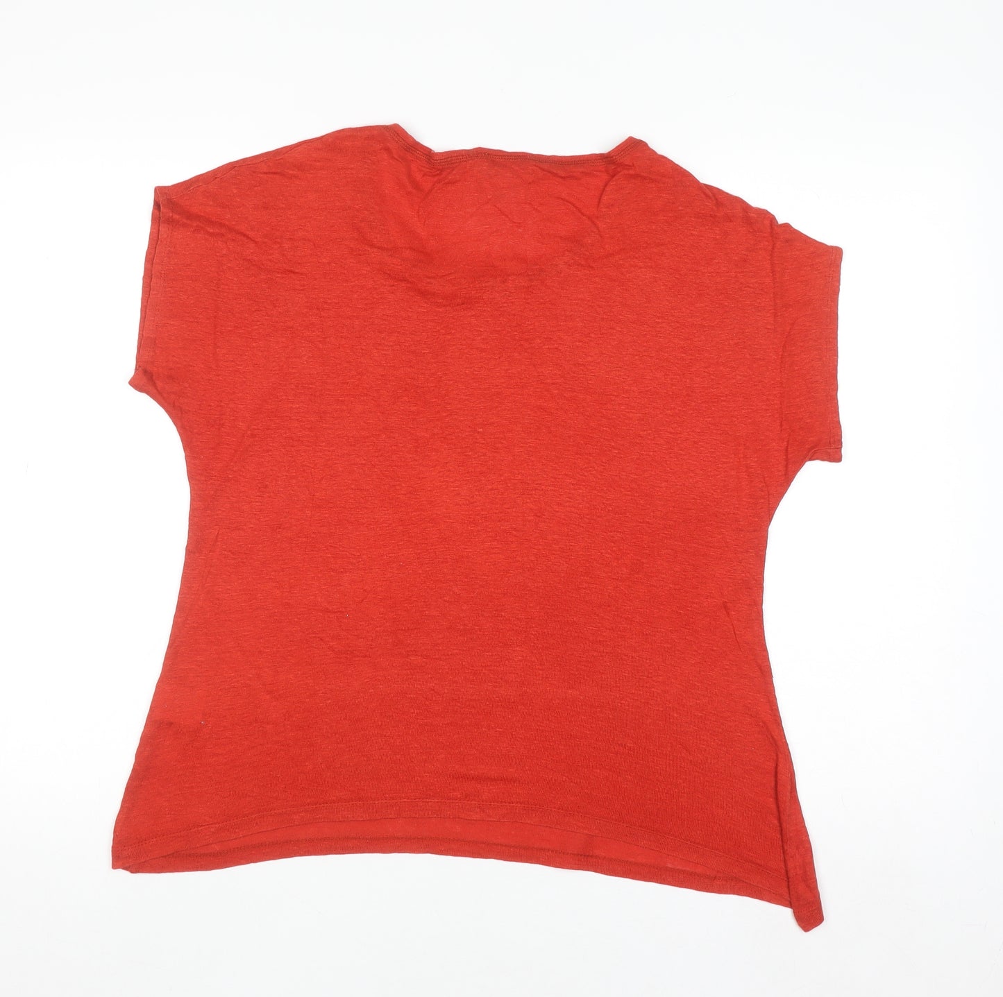 EAST Women's Red Linen Short Sleeve Basic T-Shirt Size 12